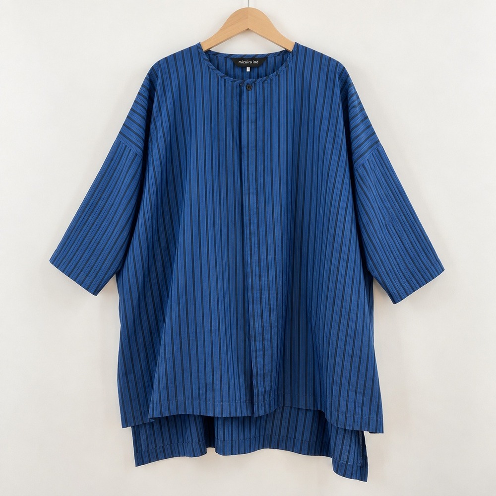 Eskandar Quiet Luxury Stripe Shirt Women 1 Lagenlook Minimalist Oversized Tunic